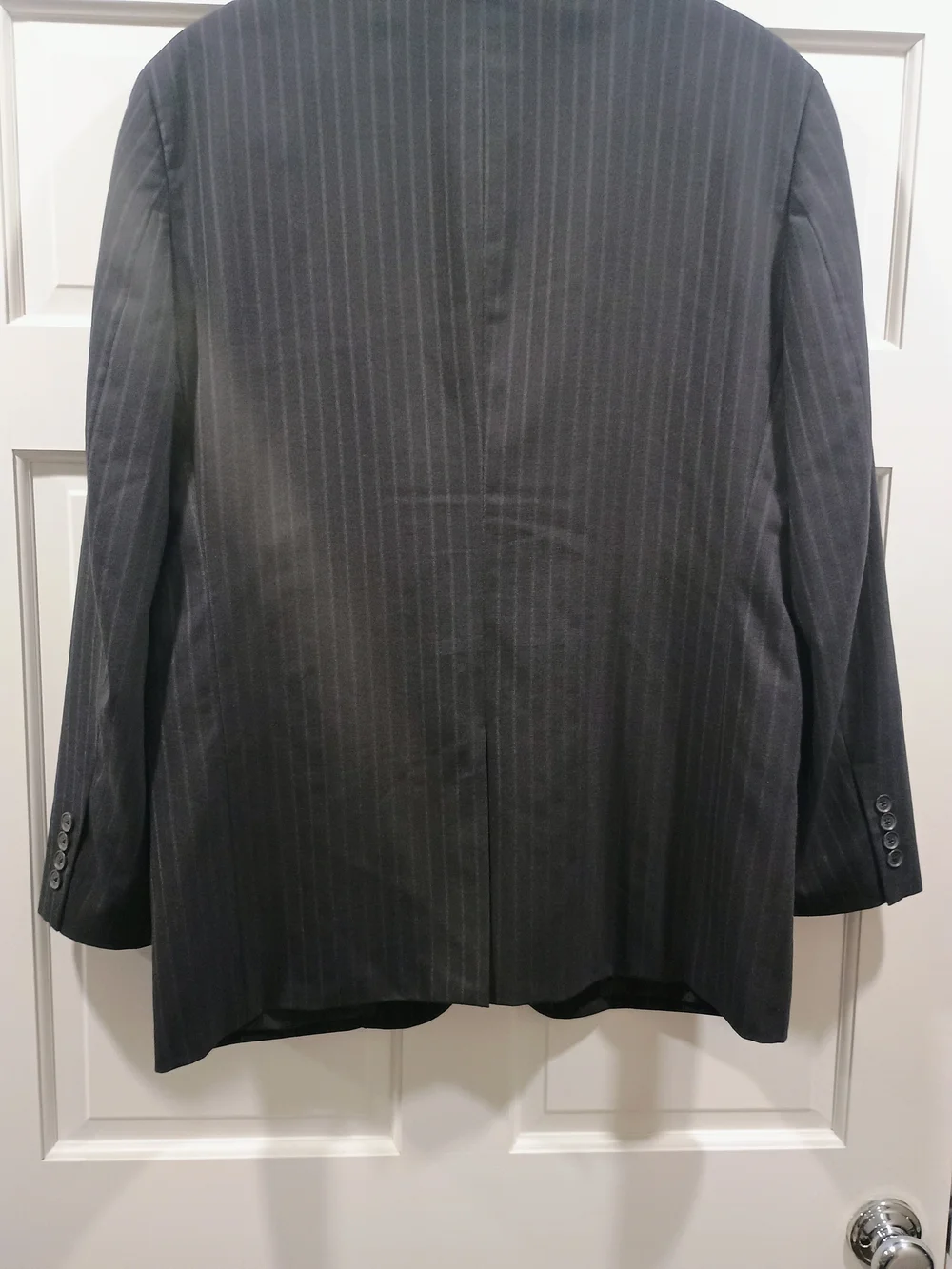 Men's Charcoal Pinstripe Blazer - Classic Three-Button Sport Coat